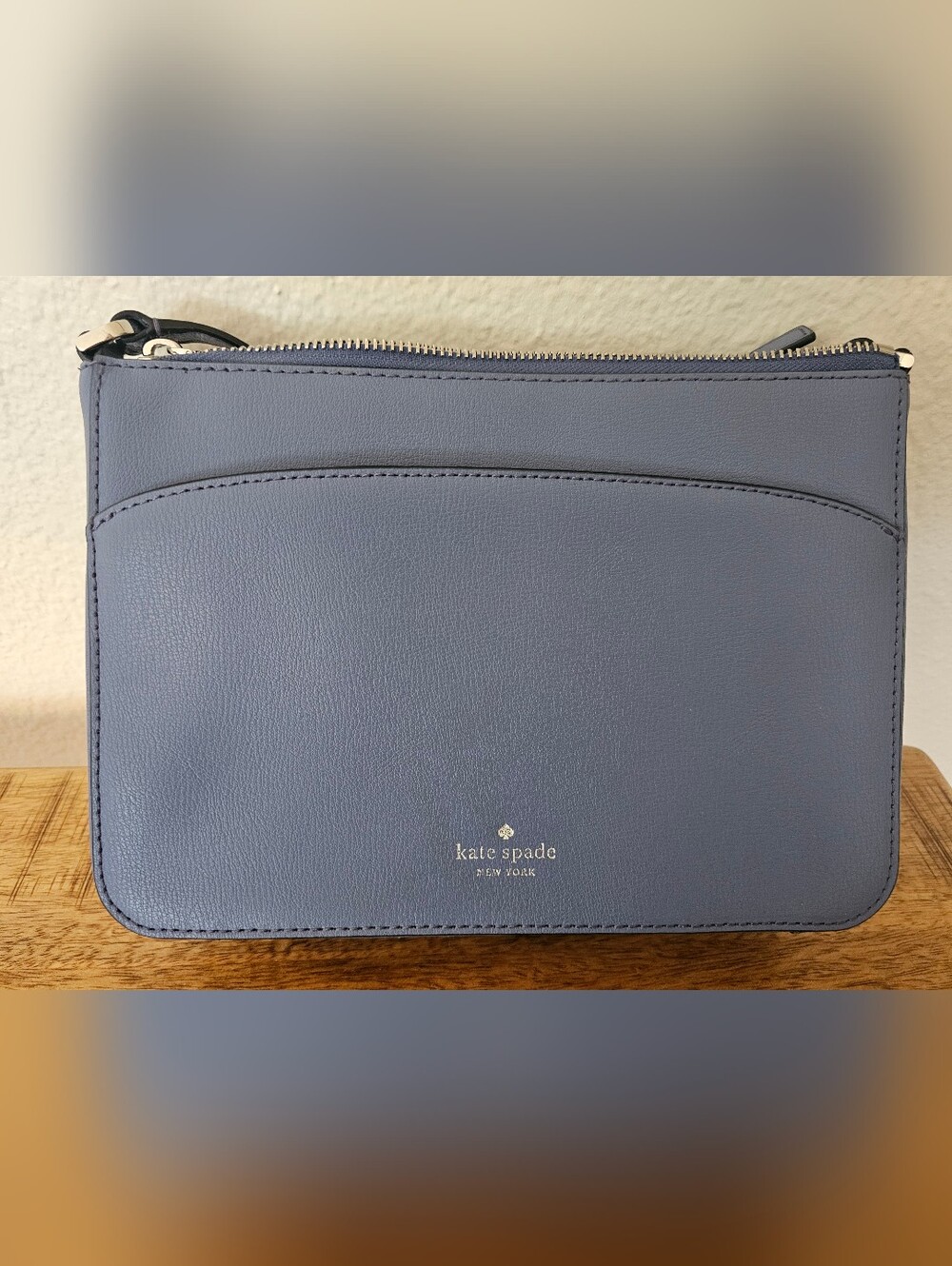 NWOT Kate Spade Adel Medium Leather Top Zip Crossbody Bag – Muted Blue/Gray